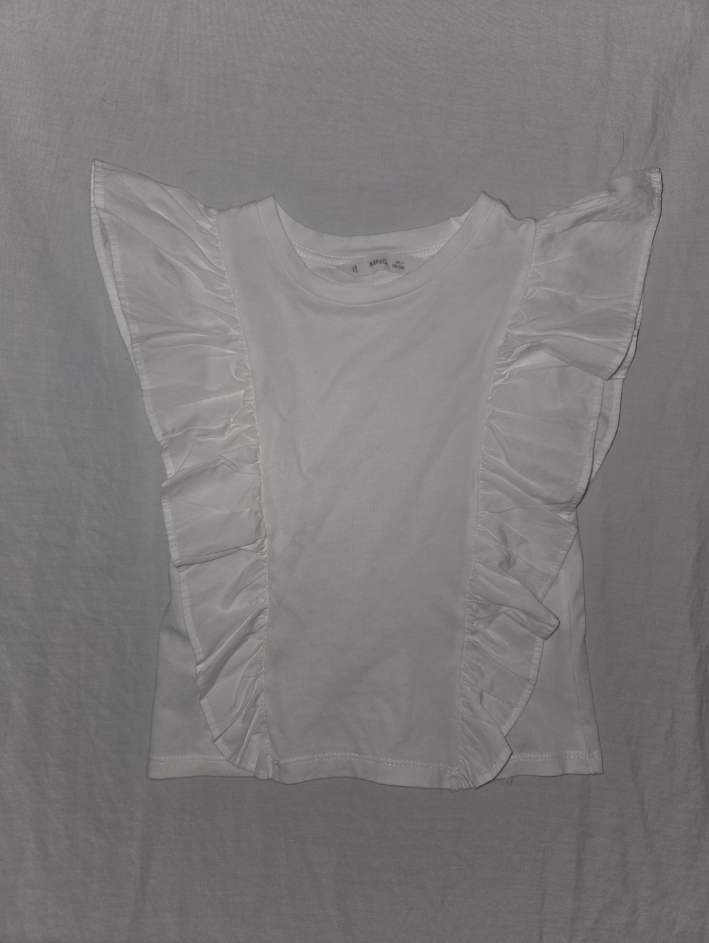 MNG White Ruffle Sleeve Top 5/6
